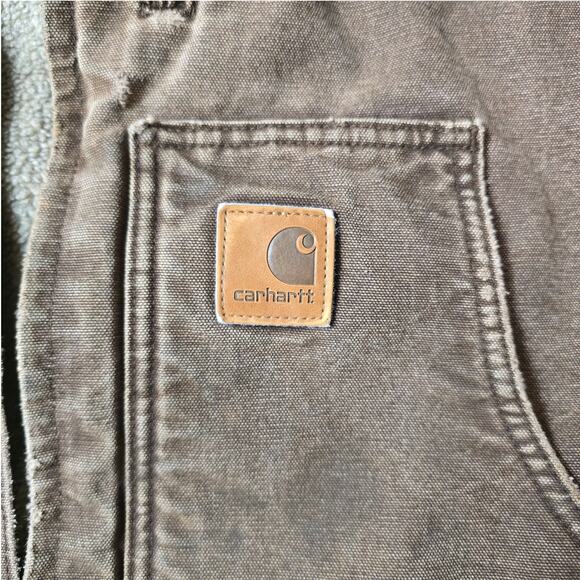 VTG Early 00s Mocha Brown Distressed Carhartt Arctic Work Jacket XL Tall - Picture 2 of 14